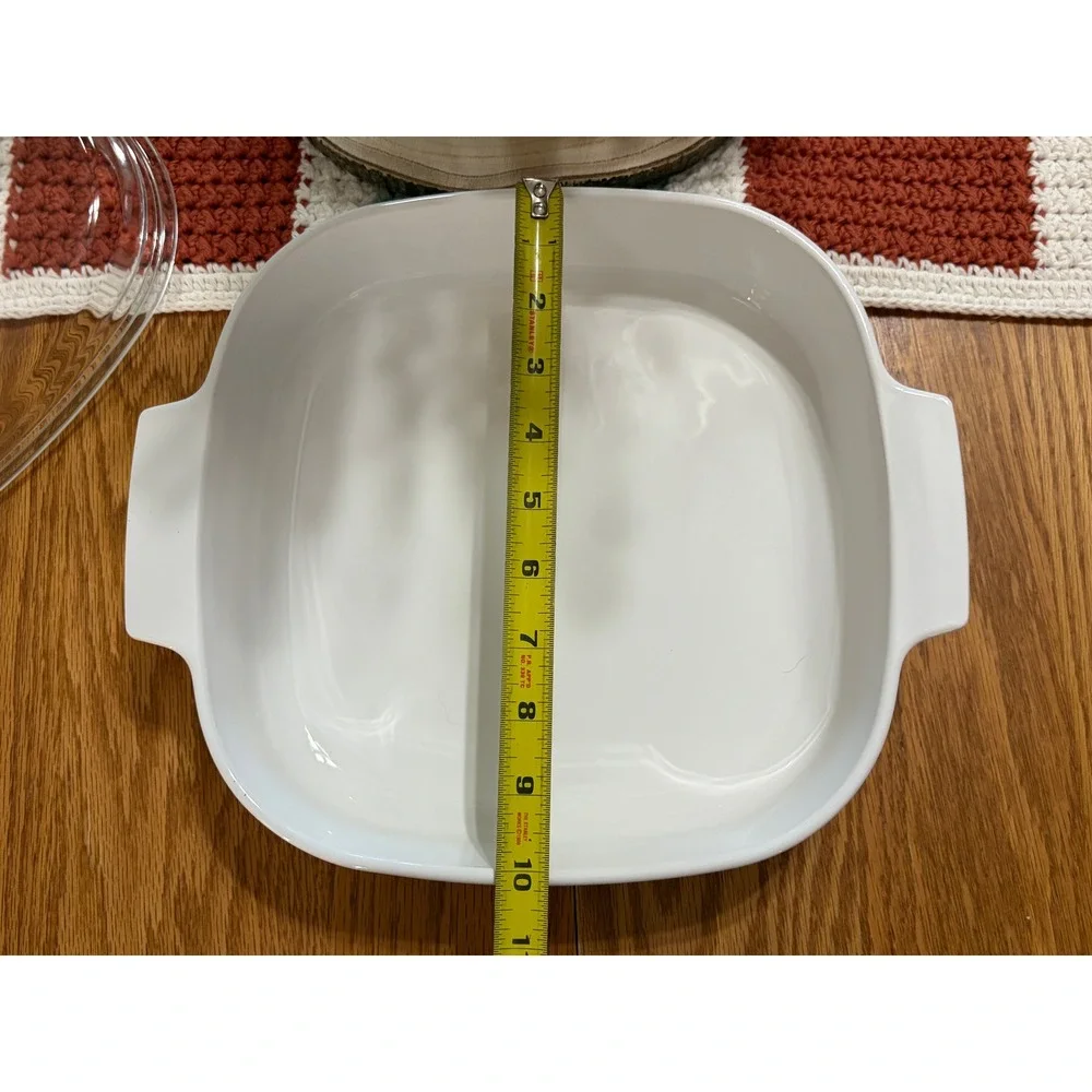 Corning Ware MW-A-10 Microwave Browning Dish White Square Pyrex A-12-C Lid USA